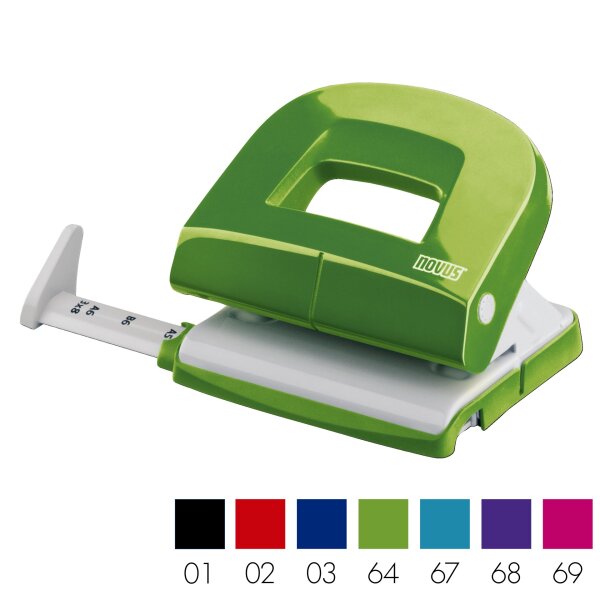 Bürolocher E216, mit Anschlagschiene bis 16 Blatt - 7 Farben