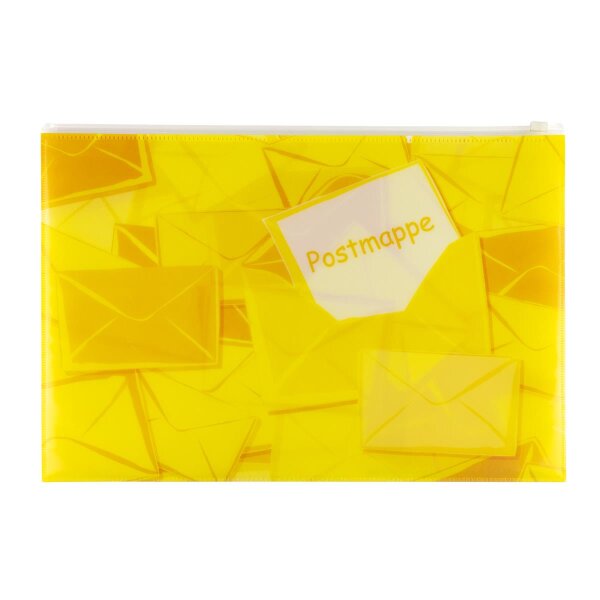 Postmappe mit Zipper - gelb