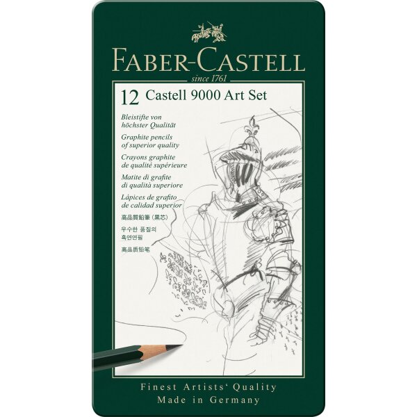 Bleistift Castell 9000 - 8B-2H, 12er Art Metalletui