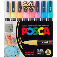 Marker POSCA PC-3M fein Rundspitze 0,9-1,3 mm - 8er Etui...