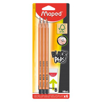 Bleistift BLACKPEPS HB x6 FSC + Radierer TECHNIC - Blister - FSC 100% zertifiziert: BV-COC-156374