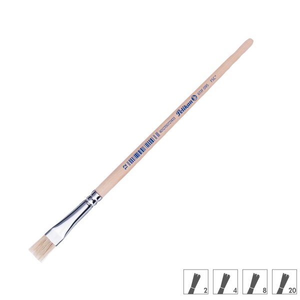 PELIKAN Borstenpinsel 613 F, Gr. 8, unlackierter Holzstiel