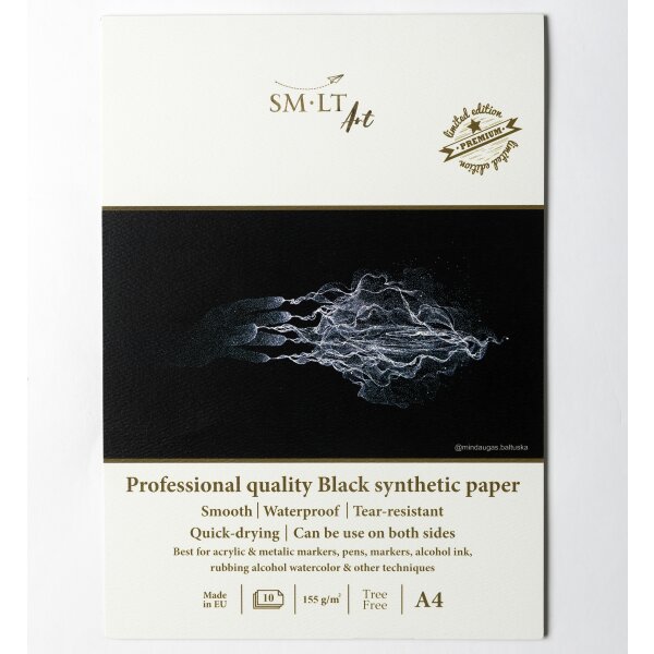 Zeichenblock synthetisch schwarzes Papier 155 g/qm, 10 Blatt - A4