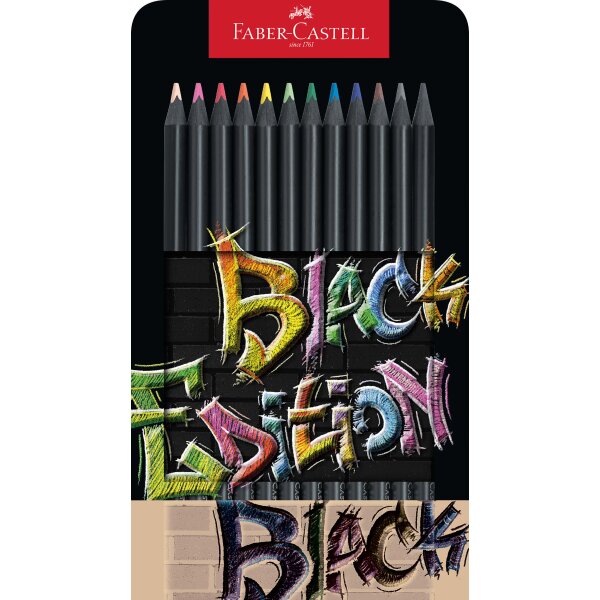 Coloured pencil Black Edition Super Soft lead: 3.3 mm - 12 metal case