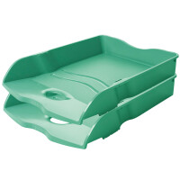 Briefablage LOOP, DIN A4/C4, stabil, stapelbar, nestbar - jade-grün