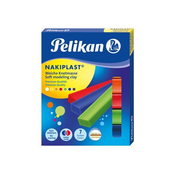 Knete Nakiplast Pack m. 7 Farben, sort., 125 g