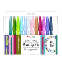 Kalligrafiestift Brush Sign Pen Set 12 St. Pastellfarben
