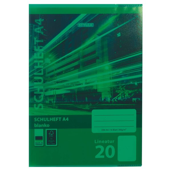 Heftumschlag, DIN A4, grün, transparent
