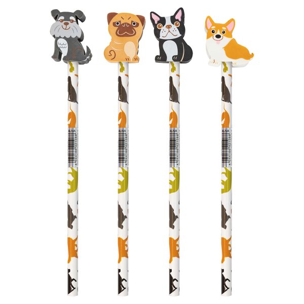 "Dog Collection" Bleistift mit Radiergummi-Topper, im Display