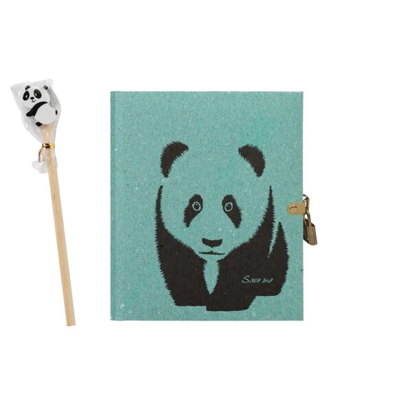 Tagebuch Panda mit Stift 128 Seiten - mit Schloß blanko