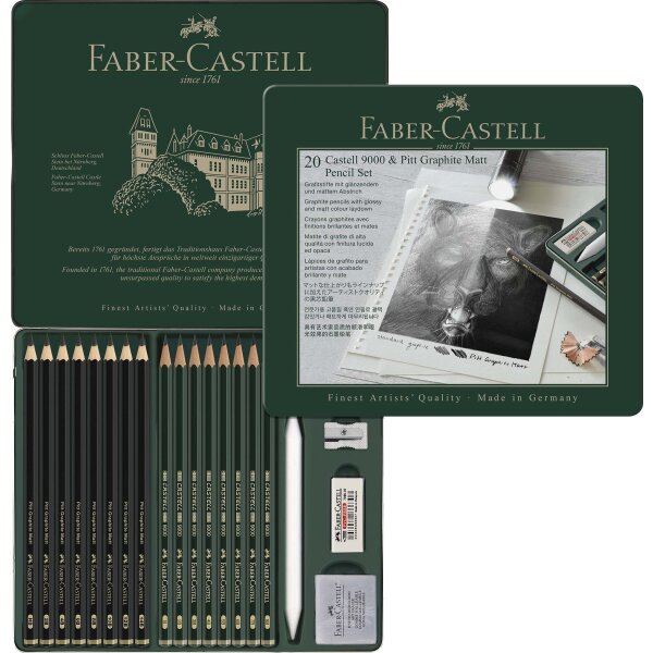 Bleistiftset Pitt Graphite Matt & Castell 9000 - 20er Metalletui