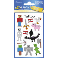 Tattoos 76x120mm bunt, Inhalt: 1 Bogen Motiv Pixel