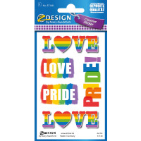 Sticker 76x120mm Folie, Inhalt: 1 Bogen Motiv Love und Pride