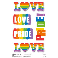 Sticker 76x120mm Folie, Inhalt: 1 Bogen Motiv Love und Pride