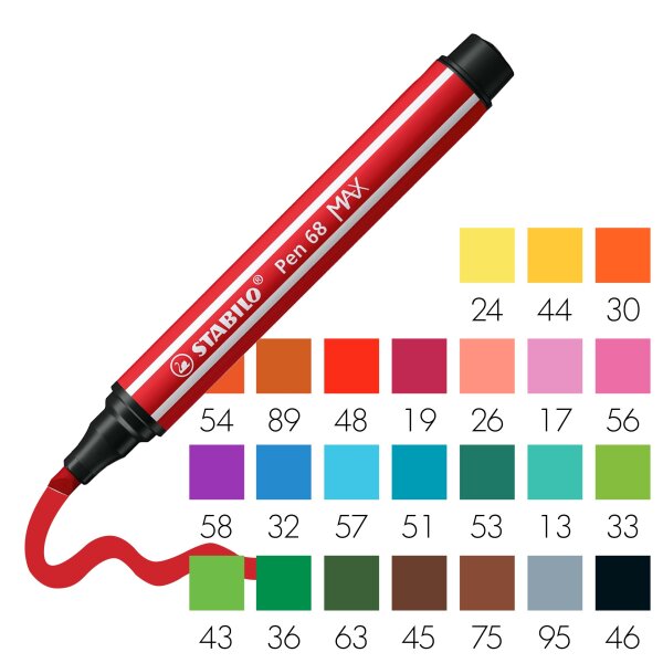 Filzstift Pen 68 MAX Keilspitze 2 + 5 mm - 24 Farben
