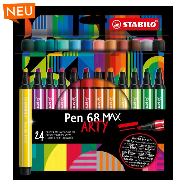 Filzstift Pen 68 MAX Keilspitze 2 + 5 mm „ARTY" - 24er Karton-Etui
