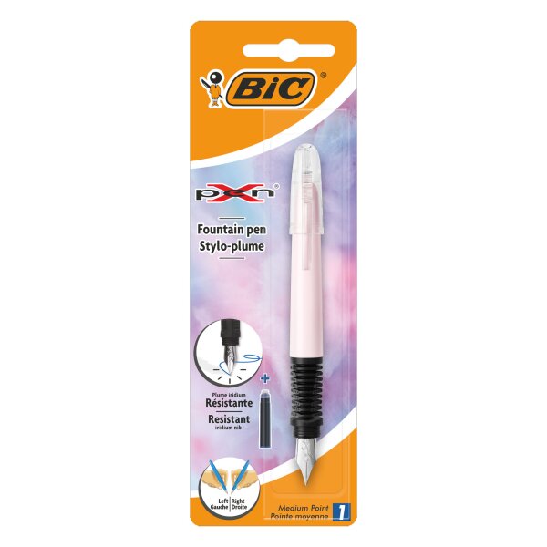 BIC Xpen nachfüllbarer Füller mit blauer Tinte – verschiedene Schaftfarben, 1er Pack