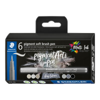 pigment soft brush pen - 6er Etui Greys