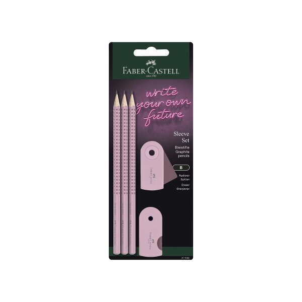 Bleistiftset GRIP + Sleeve rose shadows - 3 Bleistifte, Spitzer, Radierer
