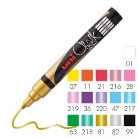 Kreide-Marker Uni Chalk PWE-5M, 1,8 - 2,5 mm - 16 Farben