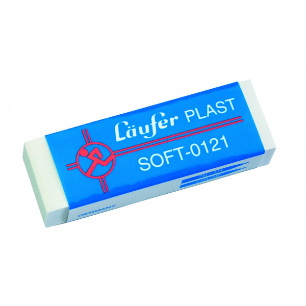 Radierer Läufer Plast Soft 0121, mit Manschette - 65x21x12 mm, weiß, mit Banderole
