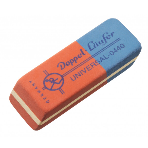 Radierer Doppel-Läufer Universal 0440 rot-blau, Kautschuk, 55x19x8,5 mm