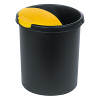 Abfalleinsatz MOON mit Deckel, 6 Liter, für Papierkorb 18190 - schwarz-gelb