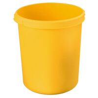 Papierkorb KLASSIK, 30 Liter, mit 2 Griffmulden, extra stabil, rund - gelb