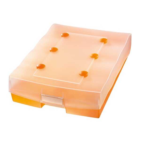 Archivbox CROCO-DUO A8 quer, mit A-Z Register und 8 Stützen - transluzent-orange