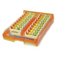 Archivbox CROCO-DUO A8 quer, mit A-Z Register und 8 Stützen - transluzent-orange