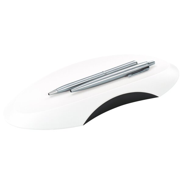 Stiftschale DELTA, stabile und schwere Ausführung - weiß-schwarz