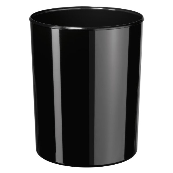 Design-Papierkorb i-Line, 20 Liter, hochglänzend, rund - schwarz