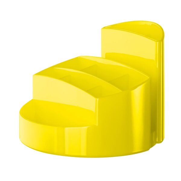 Schreibtischköcher RONDO, 9 Fächer, Gummifüße, Briefschlitz, New Colour gelb