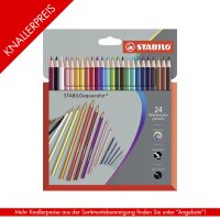 Aquarell-Buntstift - STABILO aquacolor - 24er Pack - mit 24 verschiedenen Farben