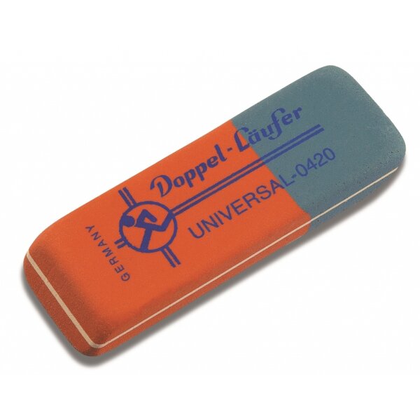 Radierer Doppel-Läufer Universal 0420 rot-blau, Kautschuk, 75x24x10 mm