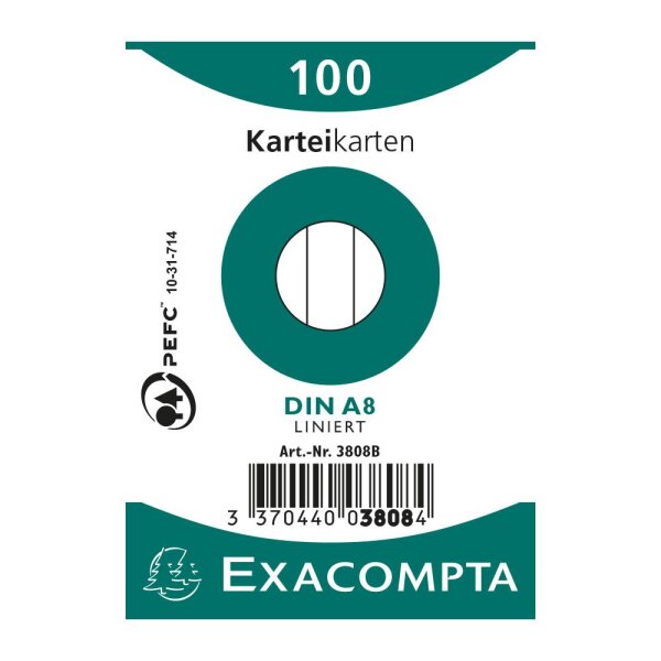 EXACOMPTA Karteikarten A8 liniert weiss 100St