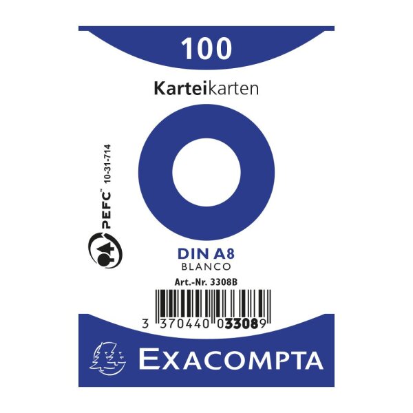 EXACOMPTA Karteikarten A8 blanco weiss 100St