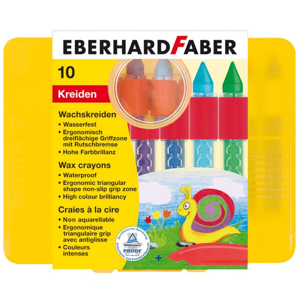 Wachsmalkreide mit Schiebehülse wasserfest - 10er Etui