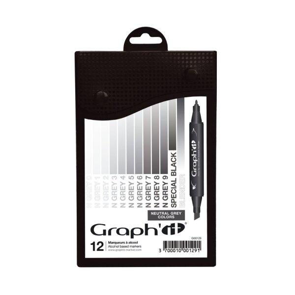 GRAPH-It Marker 12er Set Grau-Töne