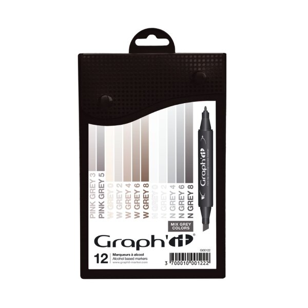 GRAPH-It Marker 12er Set Mix greys