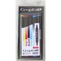 GRAPHIT Marker mit Rund- / Keilspitze Alkohol-basiert, 5er Set - Basic