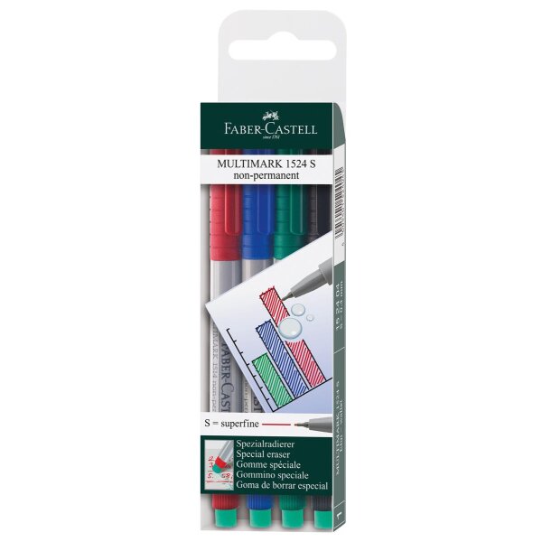 Folienstift Multimark S 0,4 mm, wasserlöslich - 4 Farben, Etui