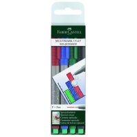 Folienstift Multimark F 0,6 mm, wasserlöslich - 4 Farben, Etui