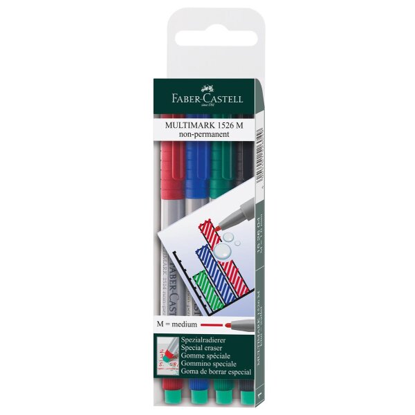 Folienstift Multimark M 1,0 mm, wasserlöslich - 4 Farben, Etui