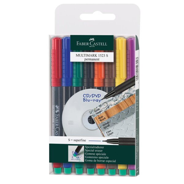 Folienstift Multimark S 0,4 mm, wasserfest - 8 Farben, Etui