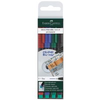 Folienstift Multimark F 0,6 mm, wasserfest - 4 Farben, Etui