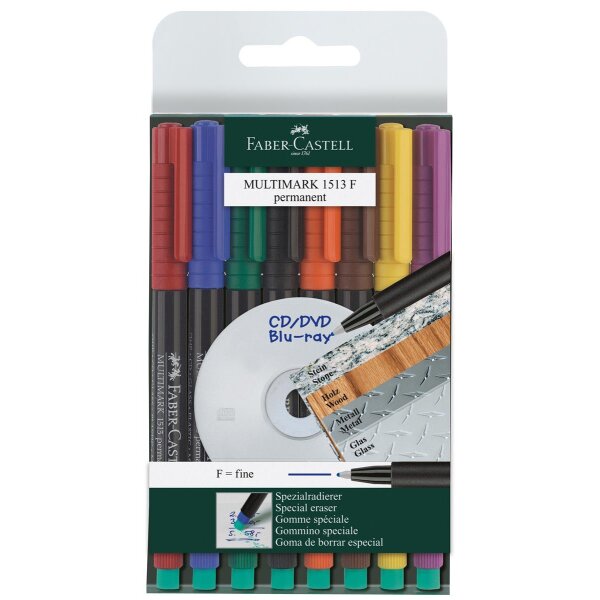 Folienstift Multimark F 0,6 mm, wasserfest - 8 Farben, Etui