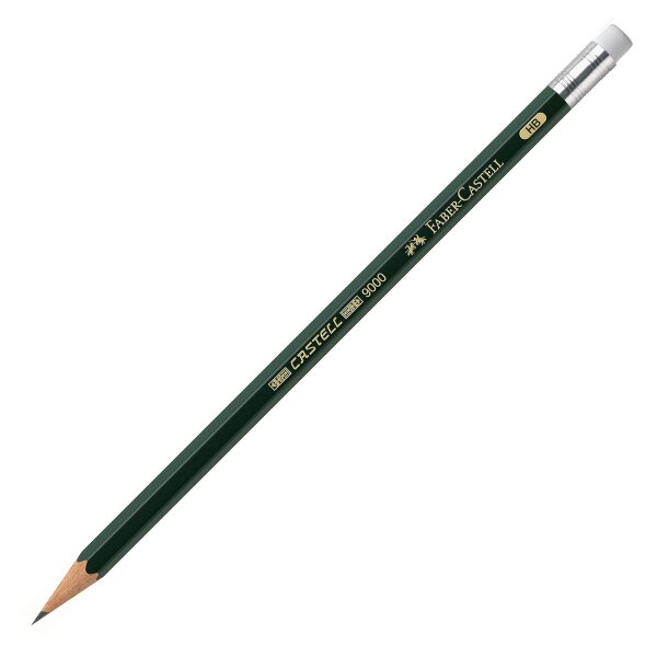 Bleistift Castell 9000 dunkelgrün - HB, mit Radierer