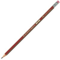 Bleistift DESSIN 2001 rot-gold-gestreift - B, mit Radierer