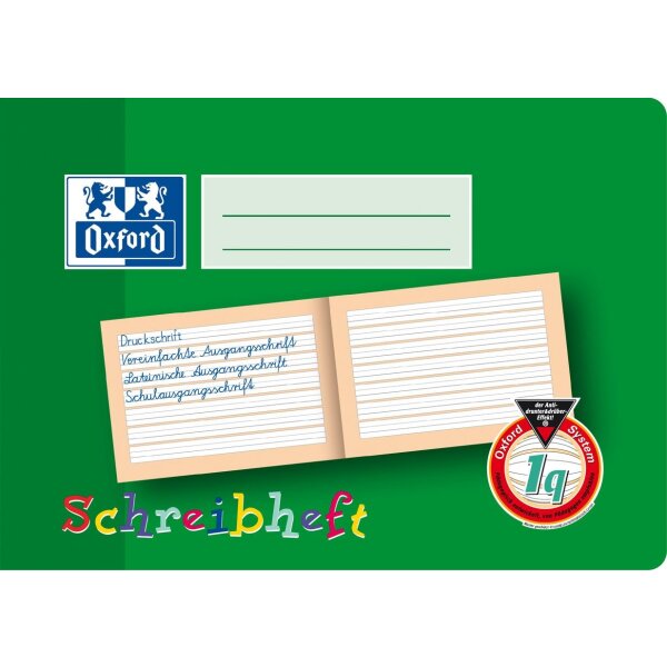 Schreibheft OXFORD A5quer-16 Blatt, 90g/qm - Lineatur 1q
